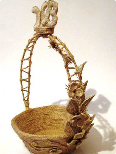 کاردستی کنفی , آموزش تصویری ساخت سبد کنفی 