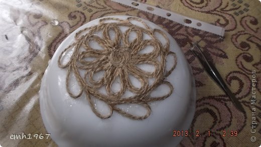 کاردستی با نخ کنف,ساخت ظرف با نخ کنف